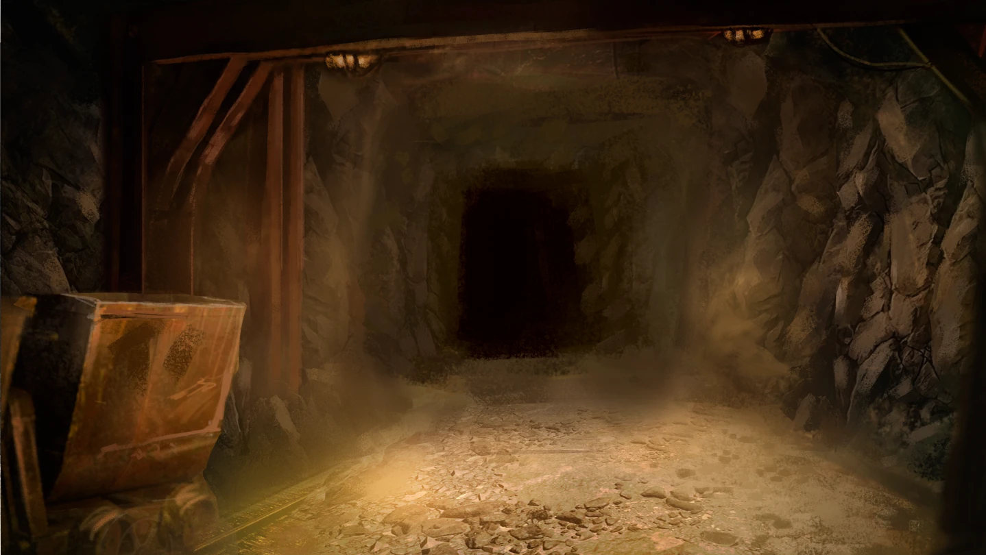 No Prospects - miners at the mouth of the cave