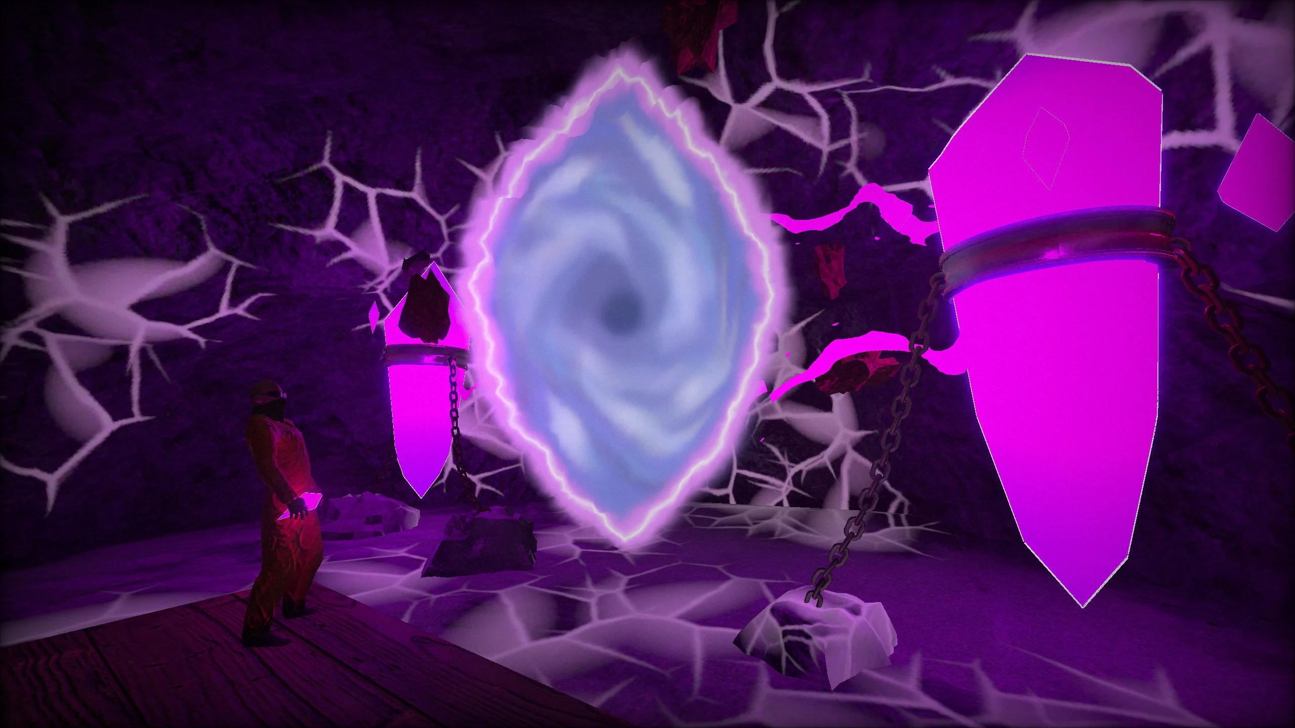 No Prospects - a swirling portal in a crystal chamber
